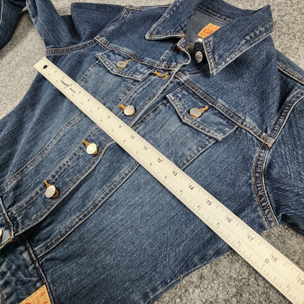 Vintage Guess Jeans Women's S Denim Jacket 90's Trucker Dark Wash Cropped Y2K - Picture 8 of 11